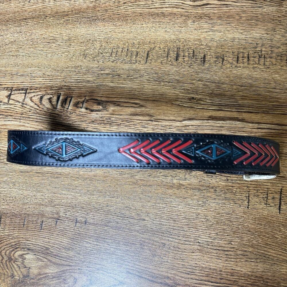 Men’s Vintage Western Leather Belt Size 34 Made In USA